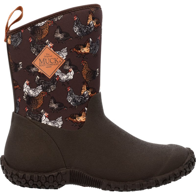 Women's Muckster II Mid Rubber Boot, Plain Toe, 10" Height, Brown, 5