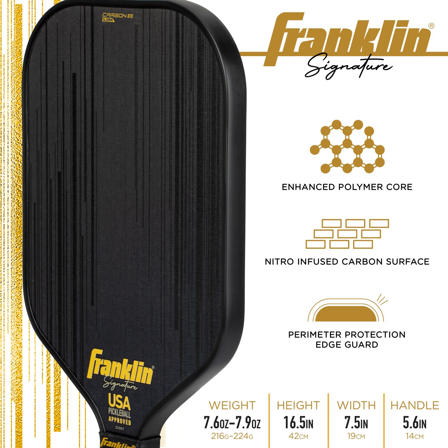 Franklin Signature Carbon STK 14.5 mm Pickleball Paddle                                                                          - view number 6