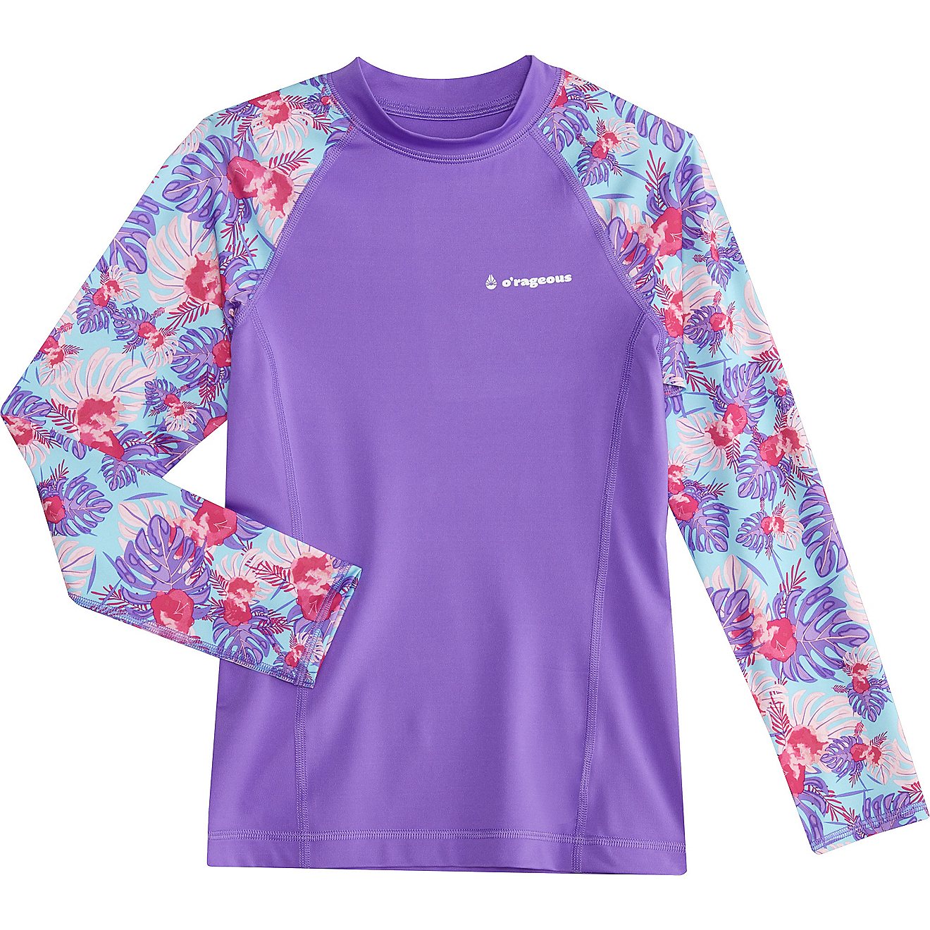 O'Rageous Girls' Hibiscus Cropped Long Sleeve Rash Guard                                                                         - view number 1