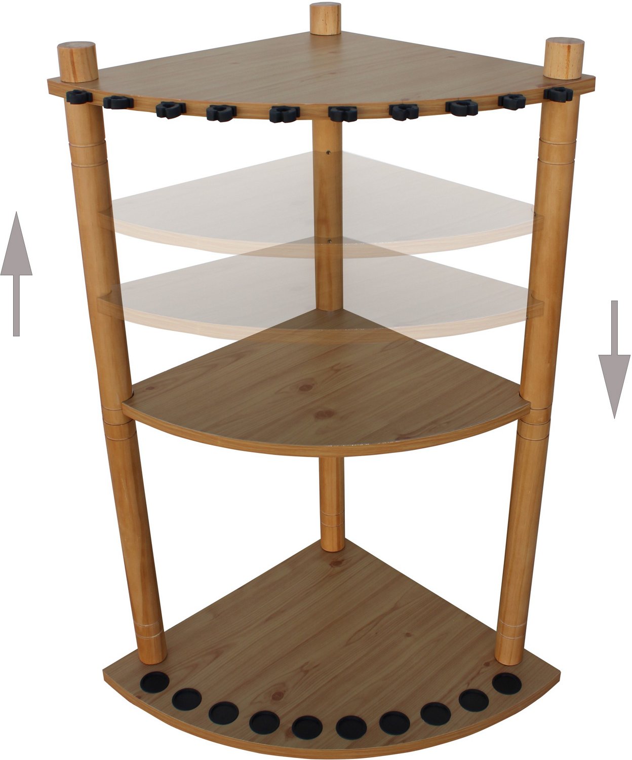 Rush Creek Creations 10 Fishing Rod Corner Rack with Extra Storage