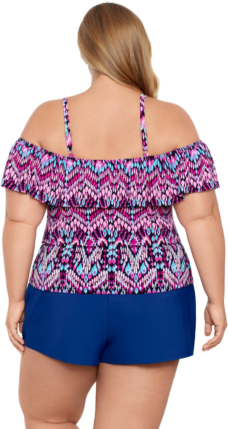 Plus size off hot sale the shoulder tankini