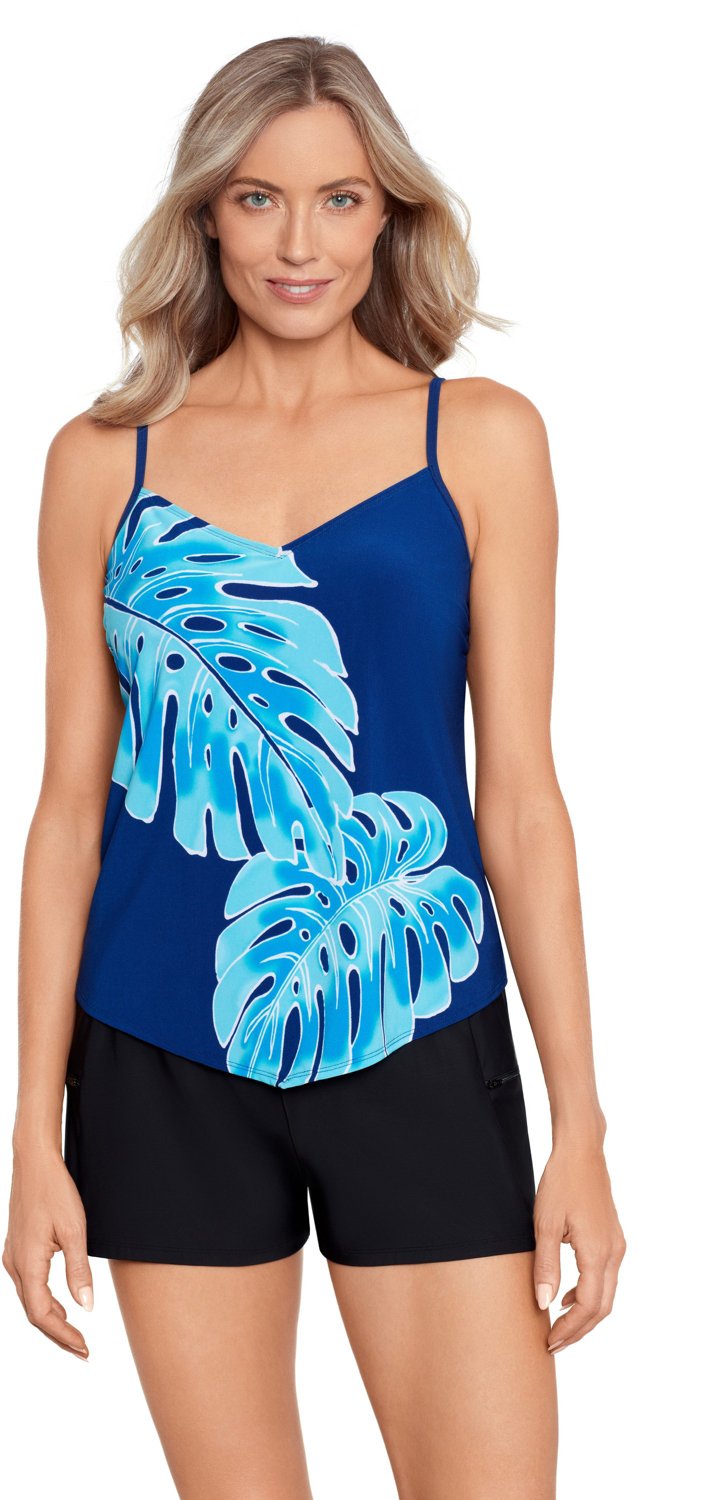 Coastal Cove Women's Falling Leaves V-Neck Tankini Top | Academy