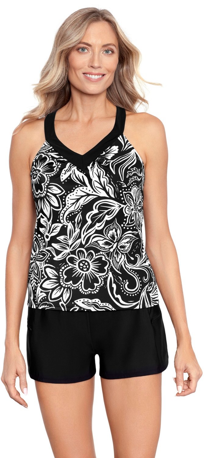 Coastal Cove Women's Tulips Ring-Back Tankini Top