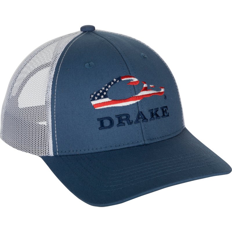 Drake Men's Americana Logo 2.0 Cap Blue - Men's Hunting/Fishing Headwear at Academy Sports