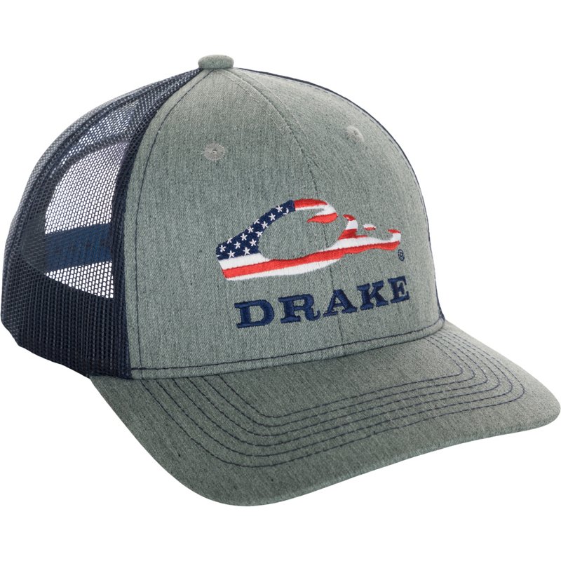Drake Men's Americana Logo 2.0 Cap Grey - Men's Hunting/Fishing Headwear at Academy Sports