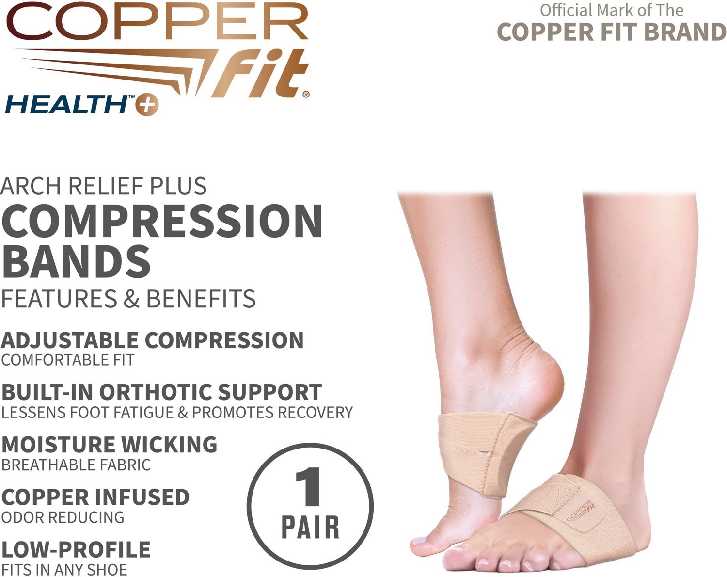 Copper Fit Health+ Arch Relief Plus Foot Wraps 2-Pack                                                                            - view number 6