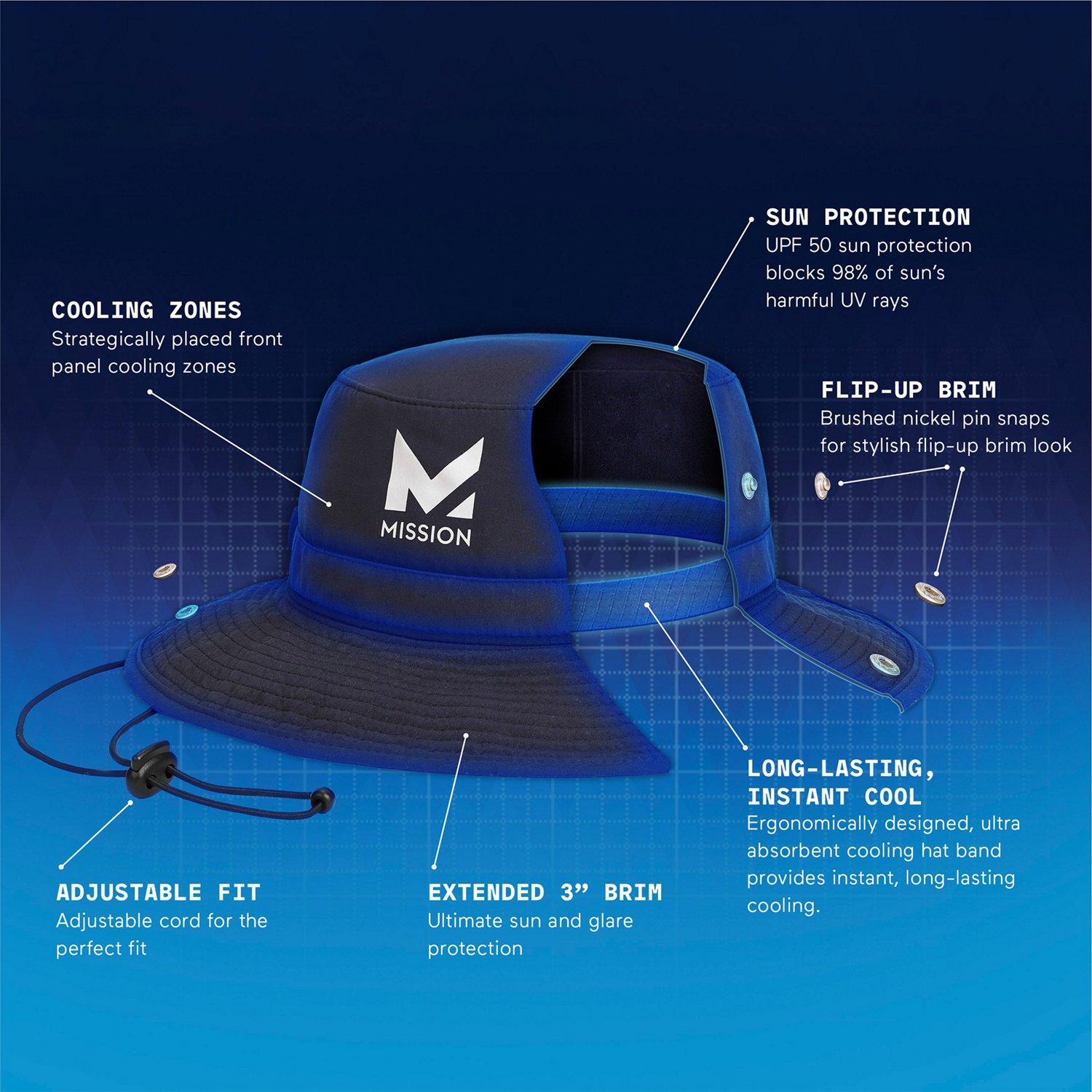 MISSION Adults' Instant Cooling Laser Cut Performance Hat                                                                        - view number 3