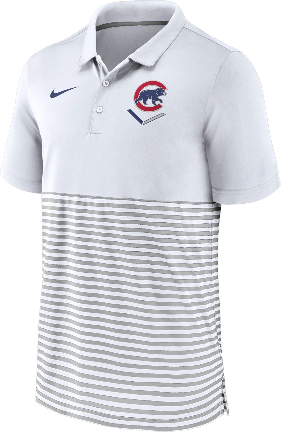 Nike Men's Chicago Cubs Home Plate Striped Polo Shirt | Academy