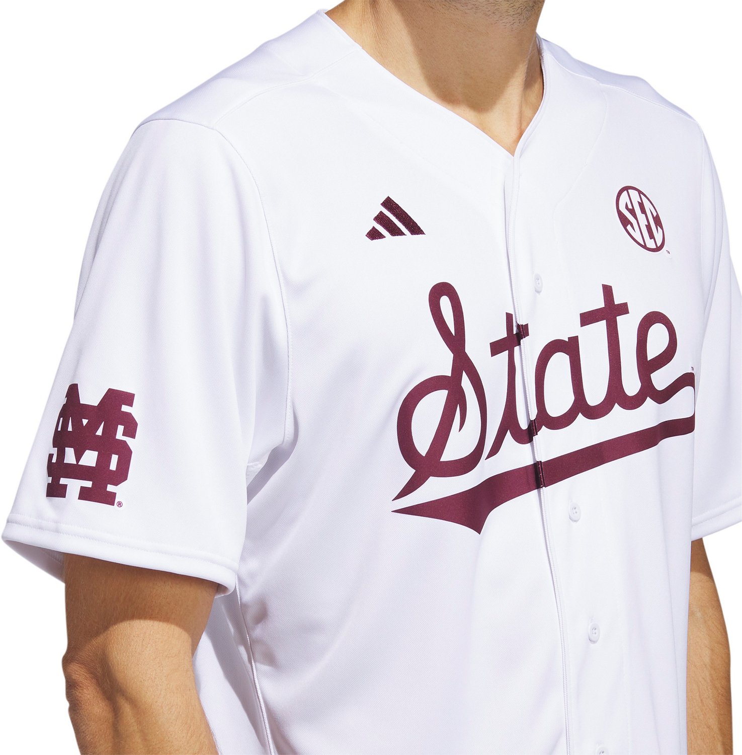 Men's adidas White Mississippi State Bulldogs Replica Baseball Jersey