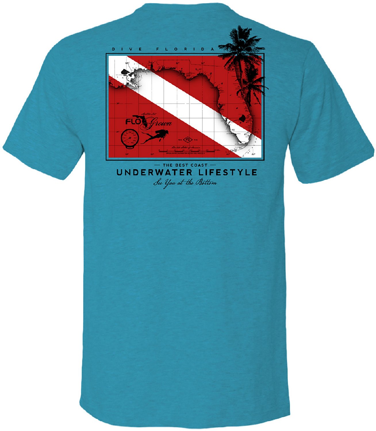 FLOGROWN Men's Vintage Dive Map Tshirt Academy