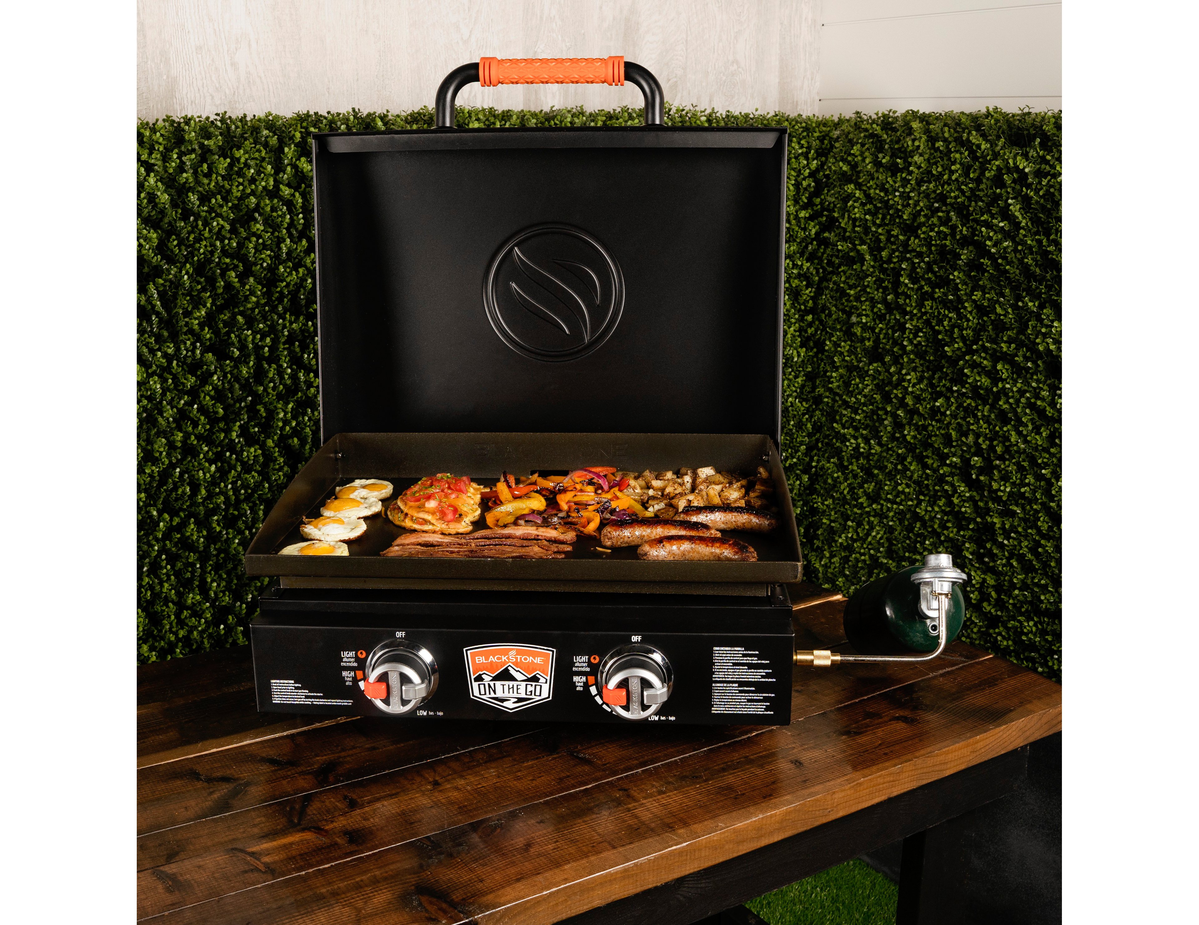 Blackstone On-The-Go 22 in 2-Burner Tabletop Gas Griddle with Hood