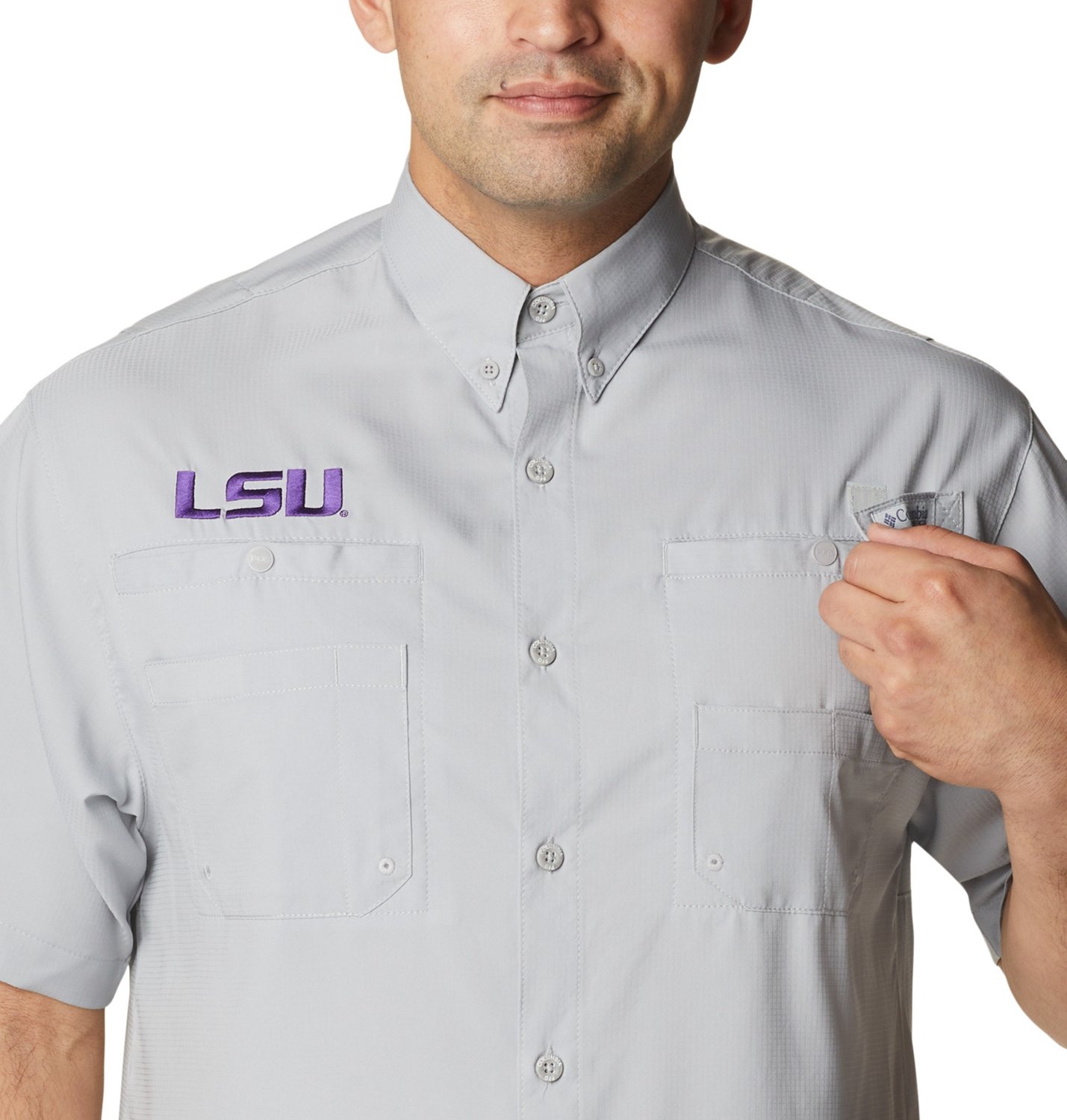 Columbia Sportswear Men’s Big and Tall Louisiana State University Tamiami Button-Up Shirt - view number 4