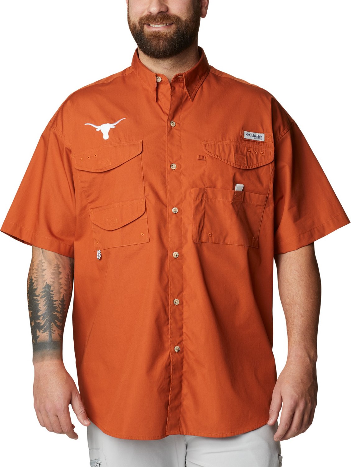 Men's Columbia PFG Texas Orange Texas Longhorns Bonehead Button-Up