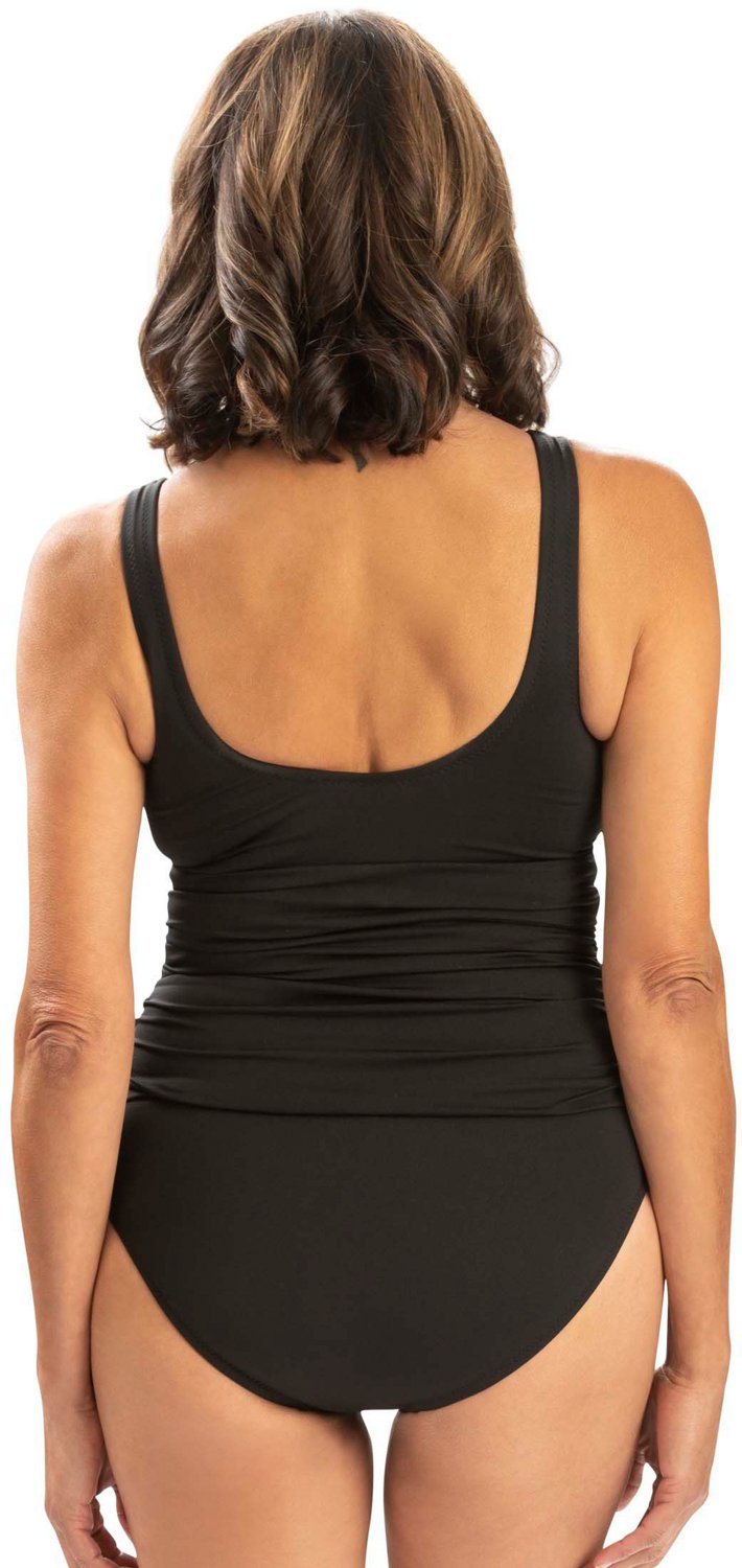 Dolfin Women's Aquashape Solid Moderate Surplice Wrap Front 1-Piece Swimsuit