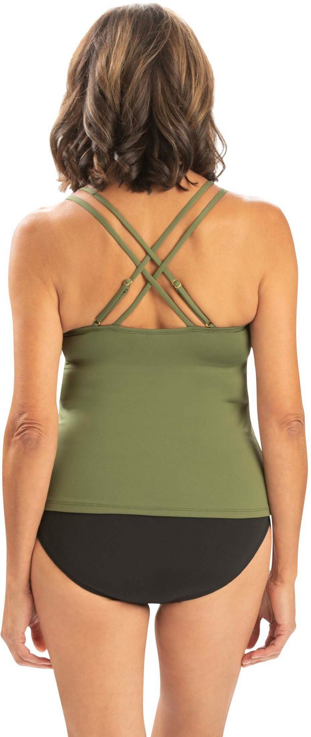 Dolfin Women's Aquashape Solid Deep Scoop Neck Tankini Swim Top - view number 2