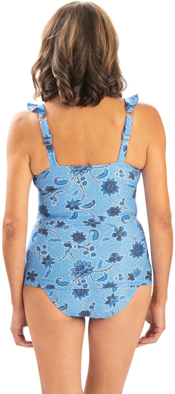 Dolfin Women's Aquashape Print Ruffle Surplice Tankini Swim Top - view number 2