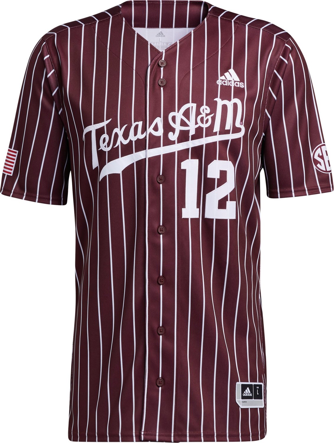 adidas Men's Texas A&M University Pinstripe Replica Baseball Jersey