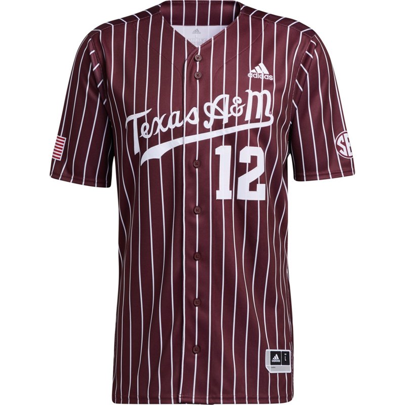 adidas Men's Texas A&M University Pinstripe Replica Baseball Jersey