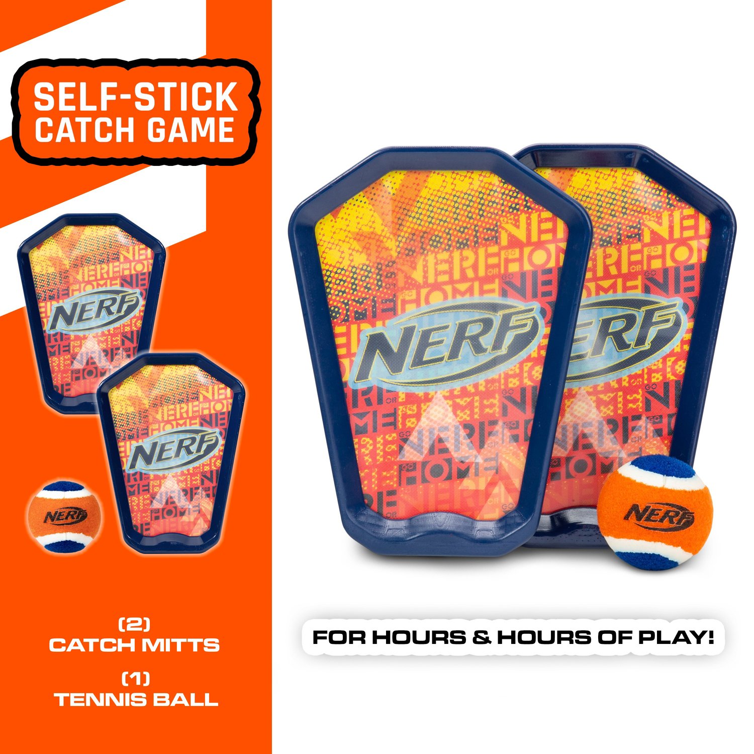 NERF SelfStick Toss and Catch Tennis Ball Game with Paddles Academy