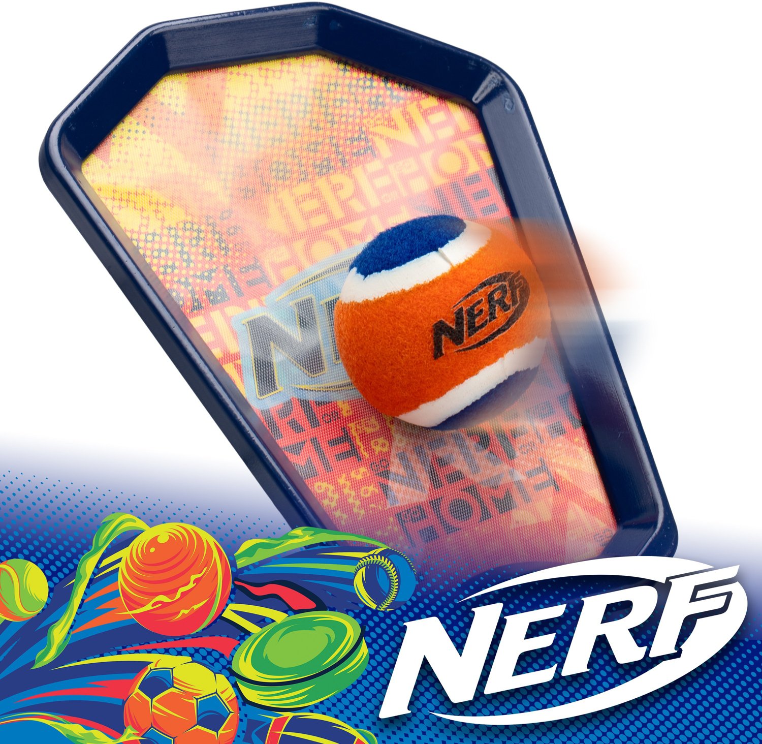 NERF SelfStick Toss and Catch Tennis Ball Game with Paddles Academy