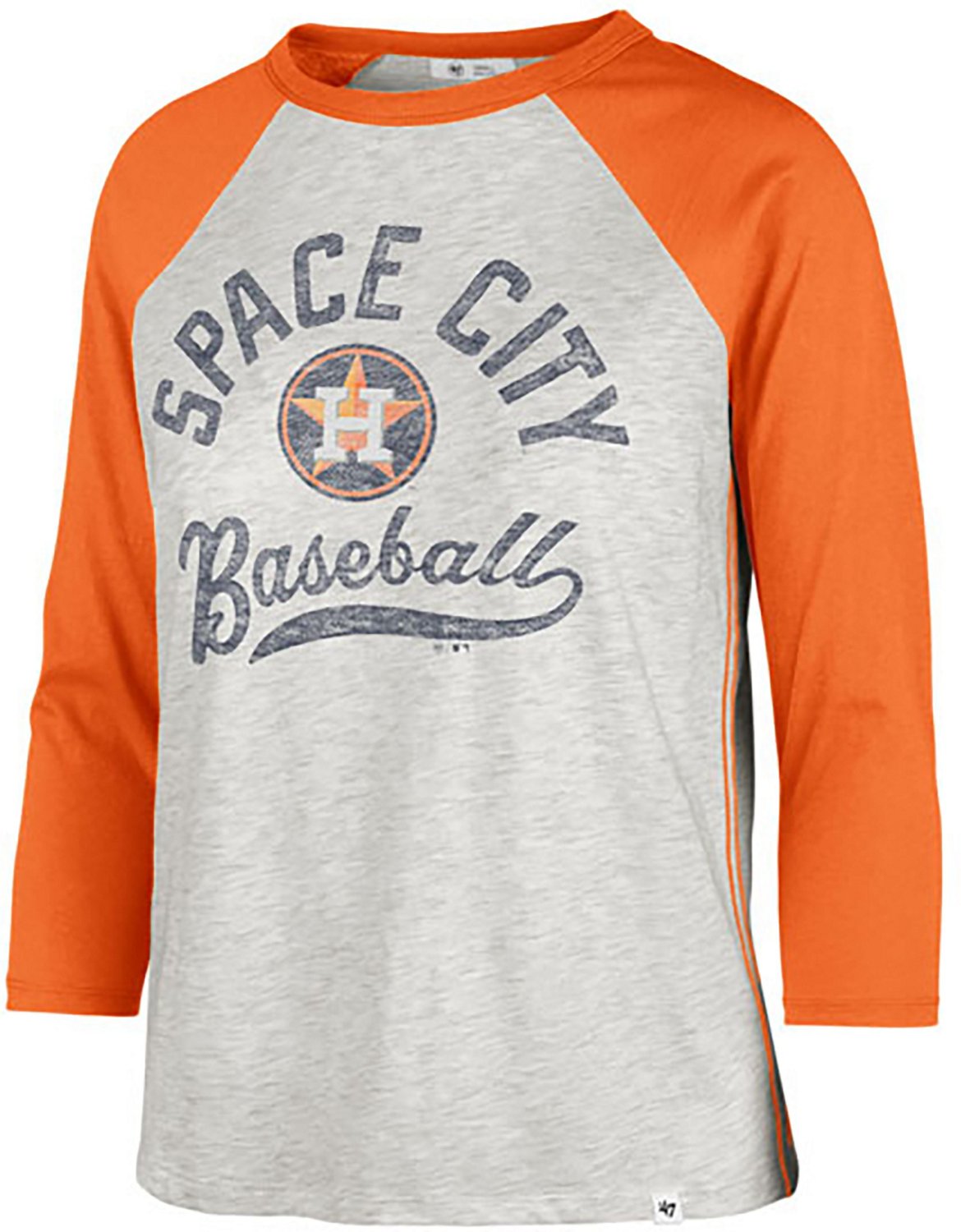47 Women's Houston Astros City Connect Retro Daze Ava Raglan T-Shirt Grey, Large - Women's MLB Licensed at Academy Sports