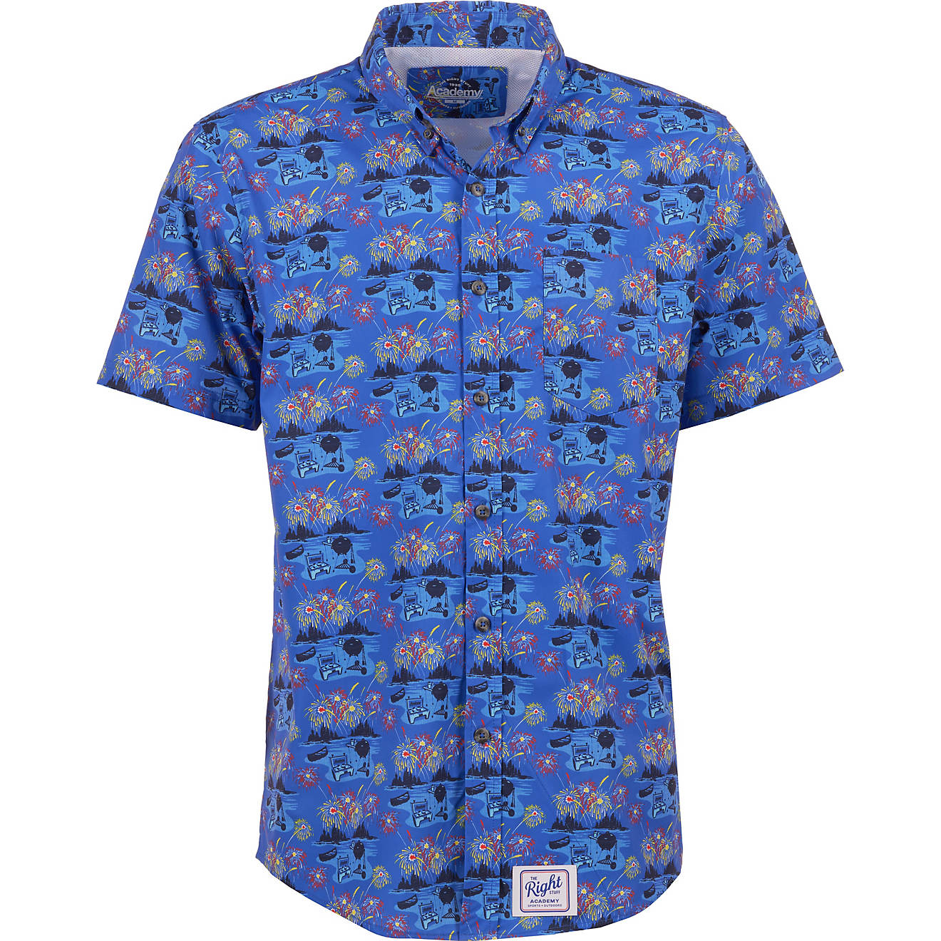Academy Sports + Outdoors Men's Throwback Retro Print Short Sleeve Shirt                                                         - view number 1