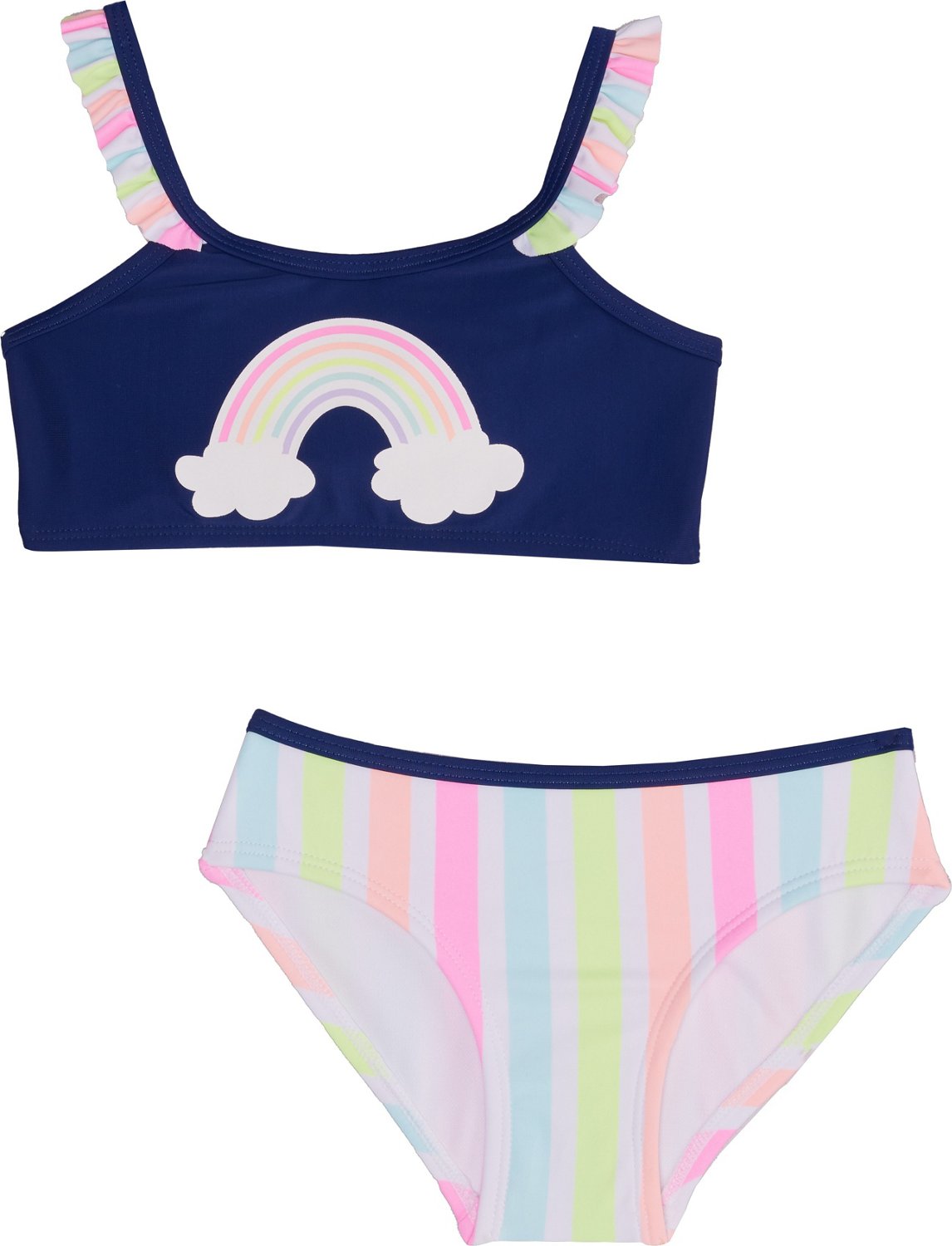 O'Rageous Girls' Field Day Stripe 2Piece Swimsuit Academy