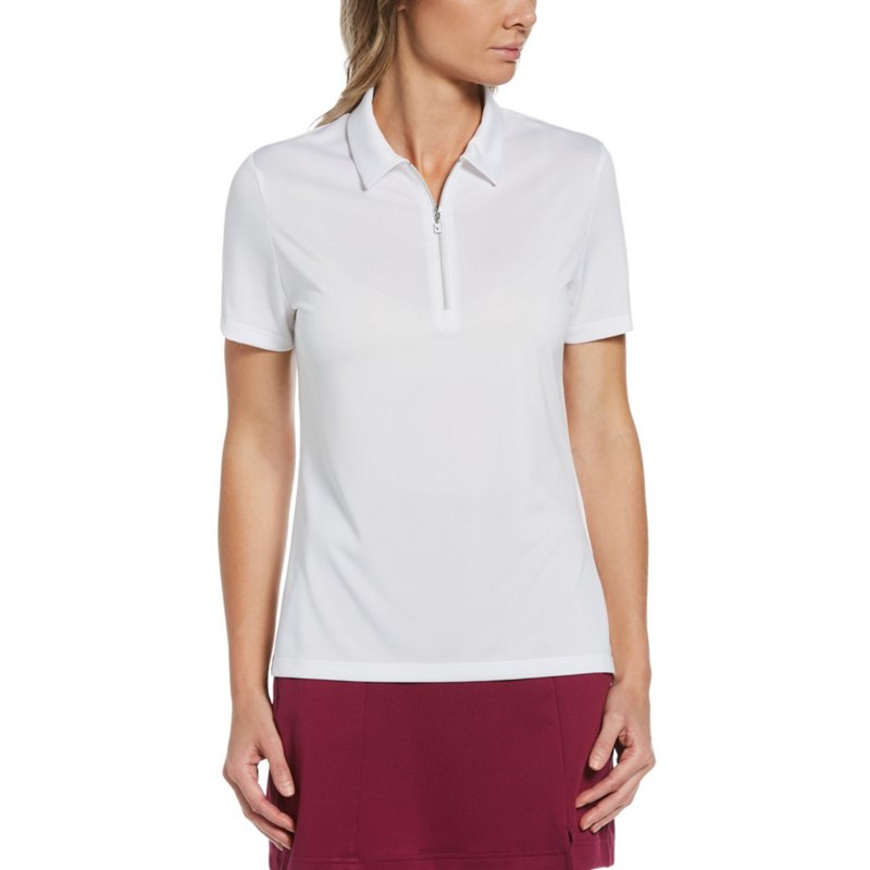 Callaway Women's 1/4-Zip Heather Polo Golf Shirt Brilliant White, Small - Women's Athletic Performance Tops at Academy Sports