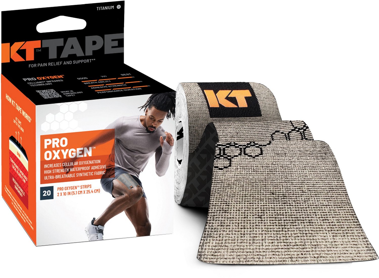 KT Tape Pro Oxygen Titanium Athletic Tape 20Pack Academy