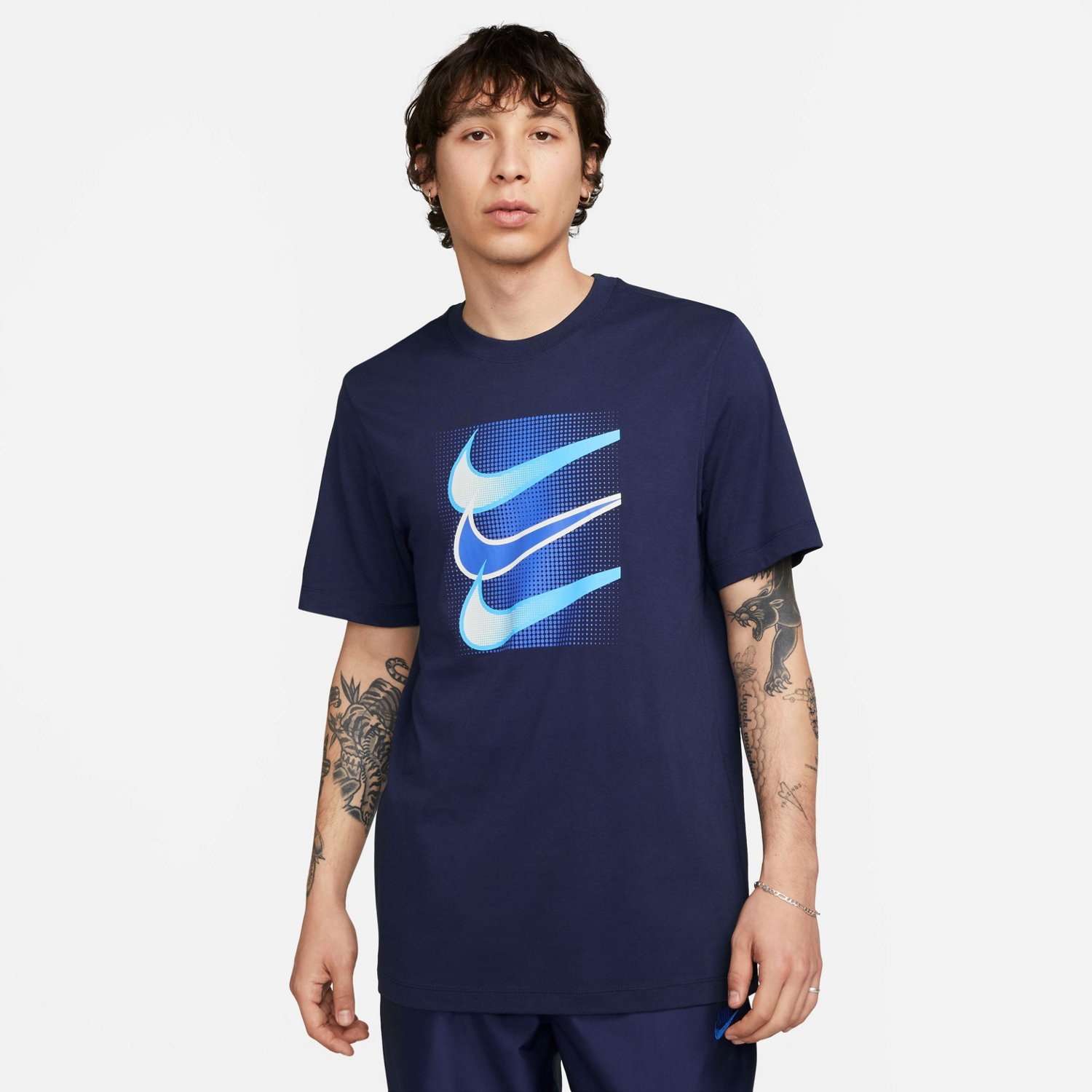 Black nike shirt with best sale blue swoosh