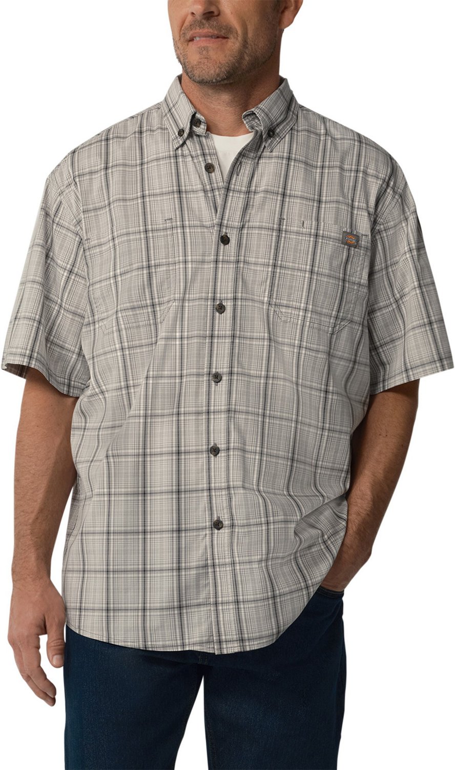 Dickies Men's Flex Woven Plaid Button Down Work Shirt | Academy