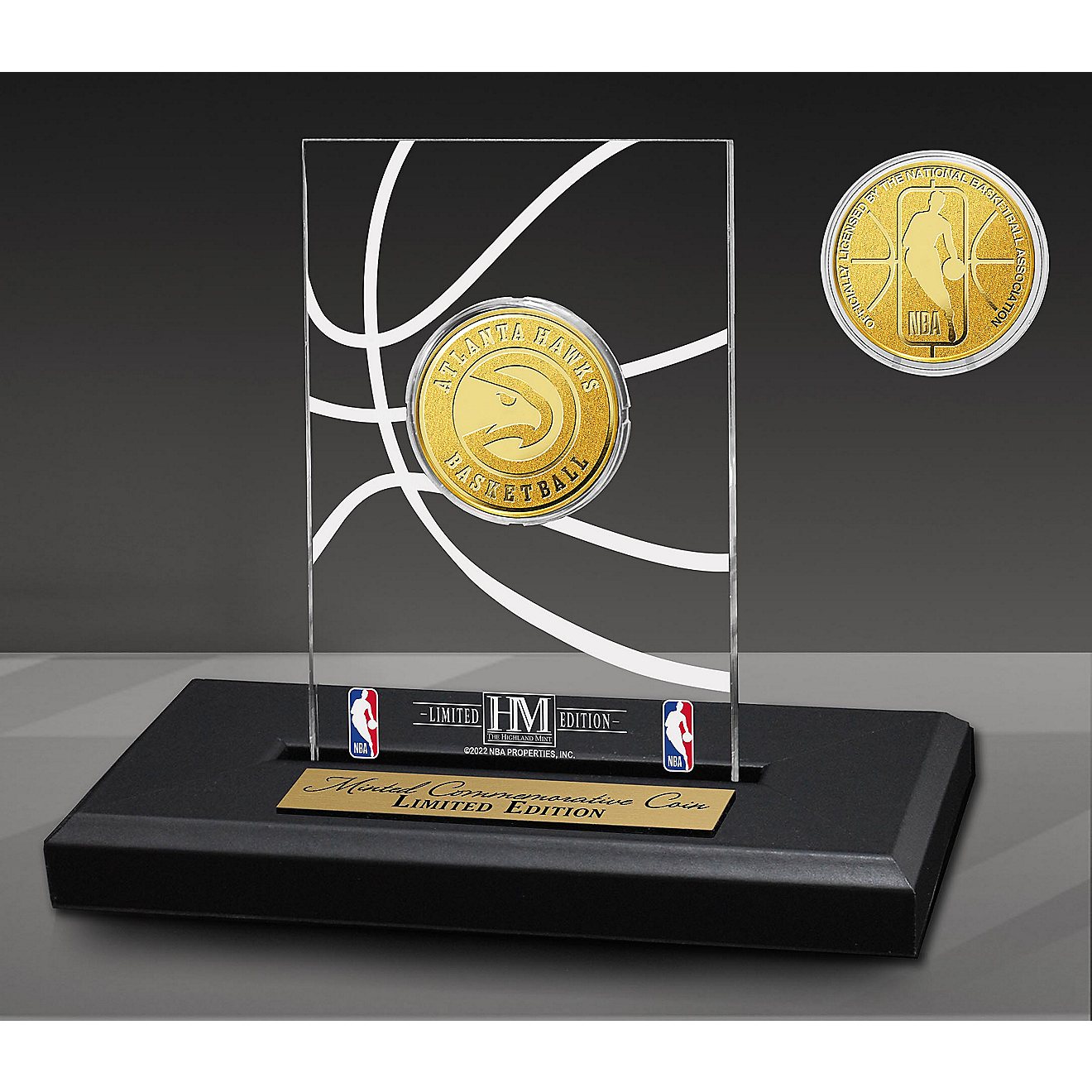 The Highland Mint Atlanta Hawks Gold Coin Acrylic Display                                                                        - view number 1