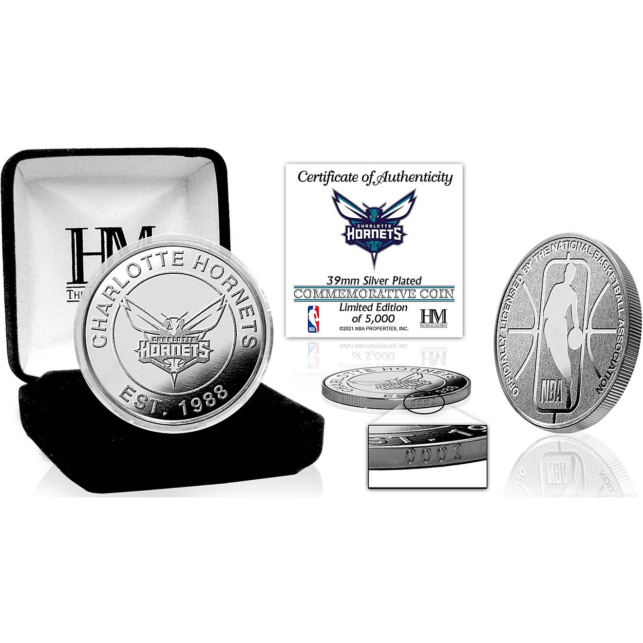 The Highland Mint Charlotte Hornets Silver Mint Coin                                                                             - view number 1