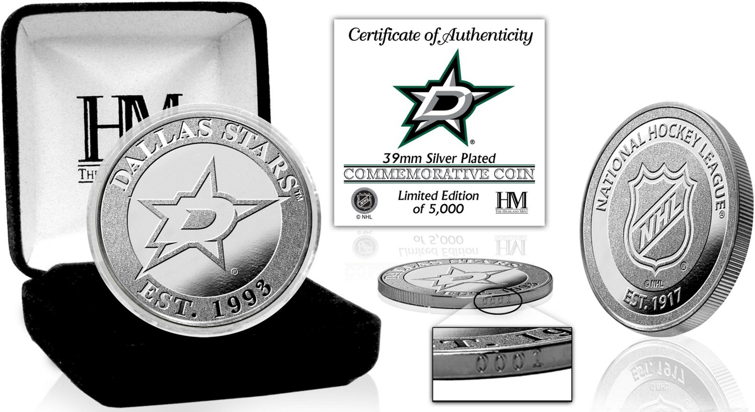 The Highland Mint Dallas Stars Silver Mint Coin Academy