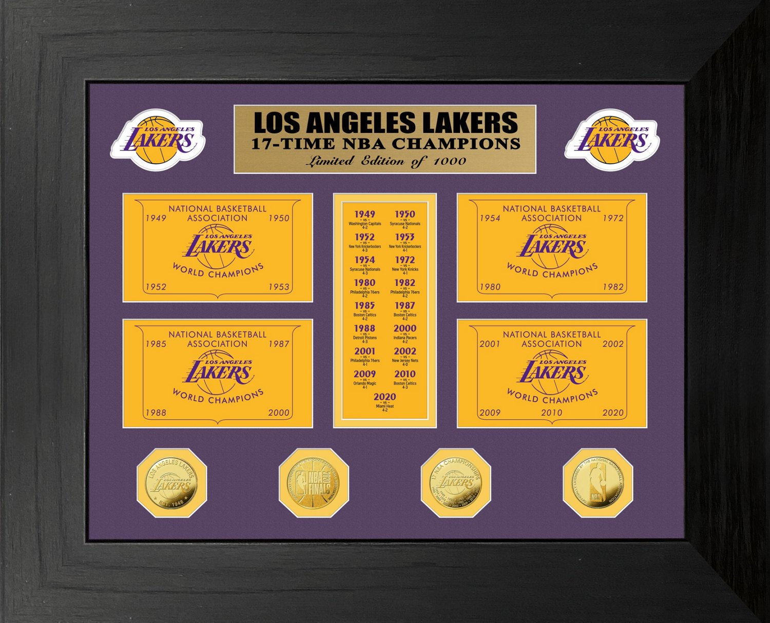 The Highland Mint Los Angeles Lakers 17x Champions Gold Coin Deluxe