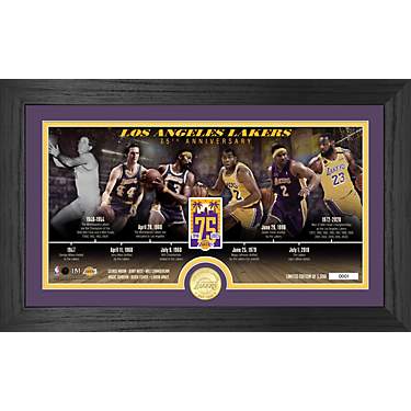 The Highland Mint Los Angeles Lakers 75th Anniversary Panoramic Timeline Bronze Coin Mint Photo                                 