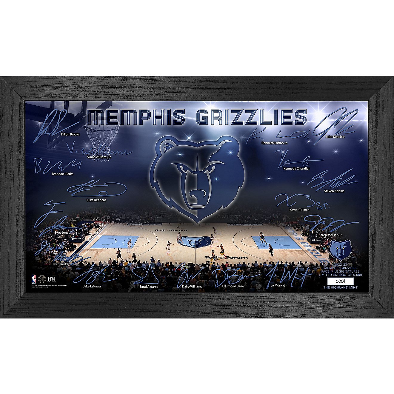 The Highland Mint Memphis Grizzlies 2022 to 2023 Signature Court Frame                                                           - view number 1