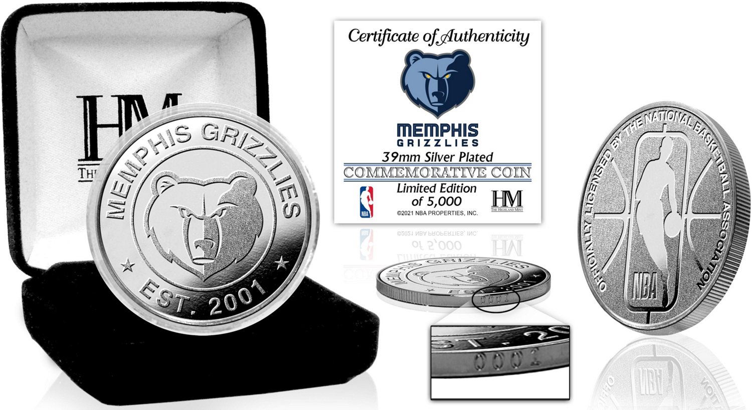 The Highland Mint Memphis Grizzlies Silver Mint Coin Academy