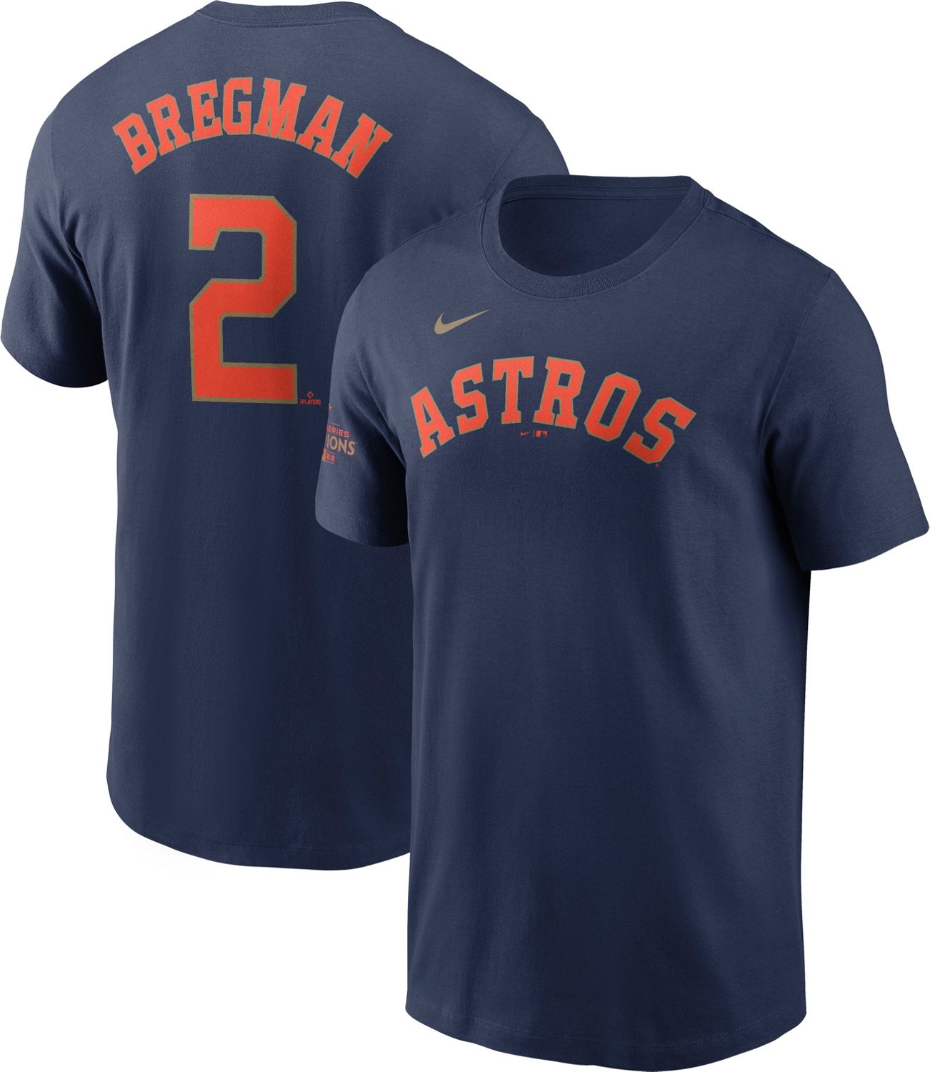 Nike Men s Houston Astros Bregman Gold Name and Number Graphic T shirt Academy