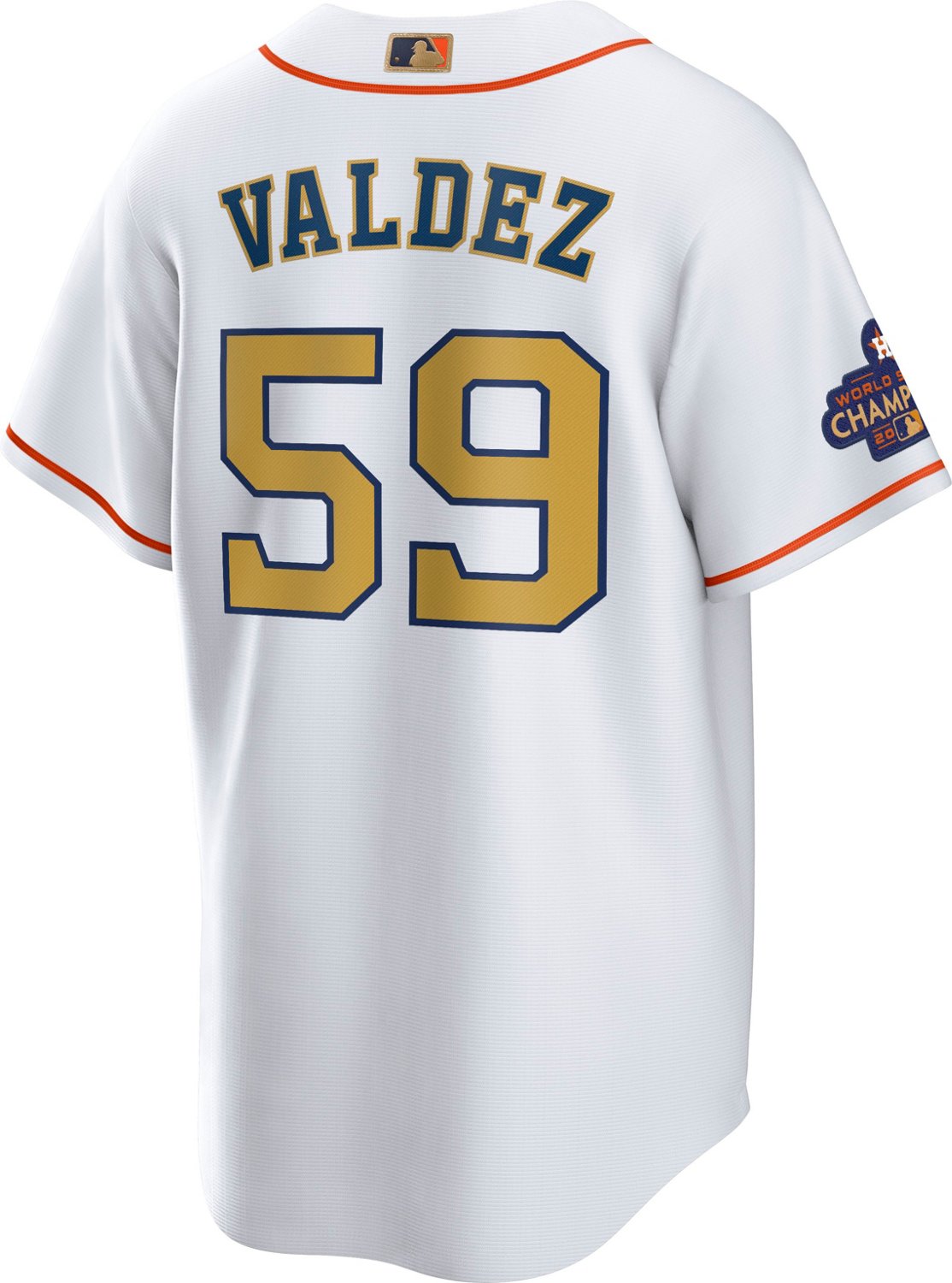 Nike Men's Houston Astros Gold Frambler Valdez Replica Jersey Academy
