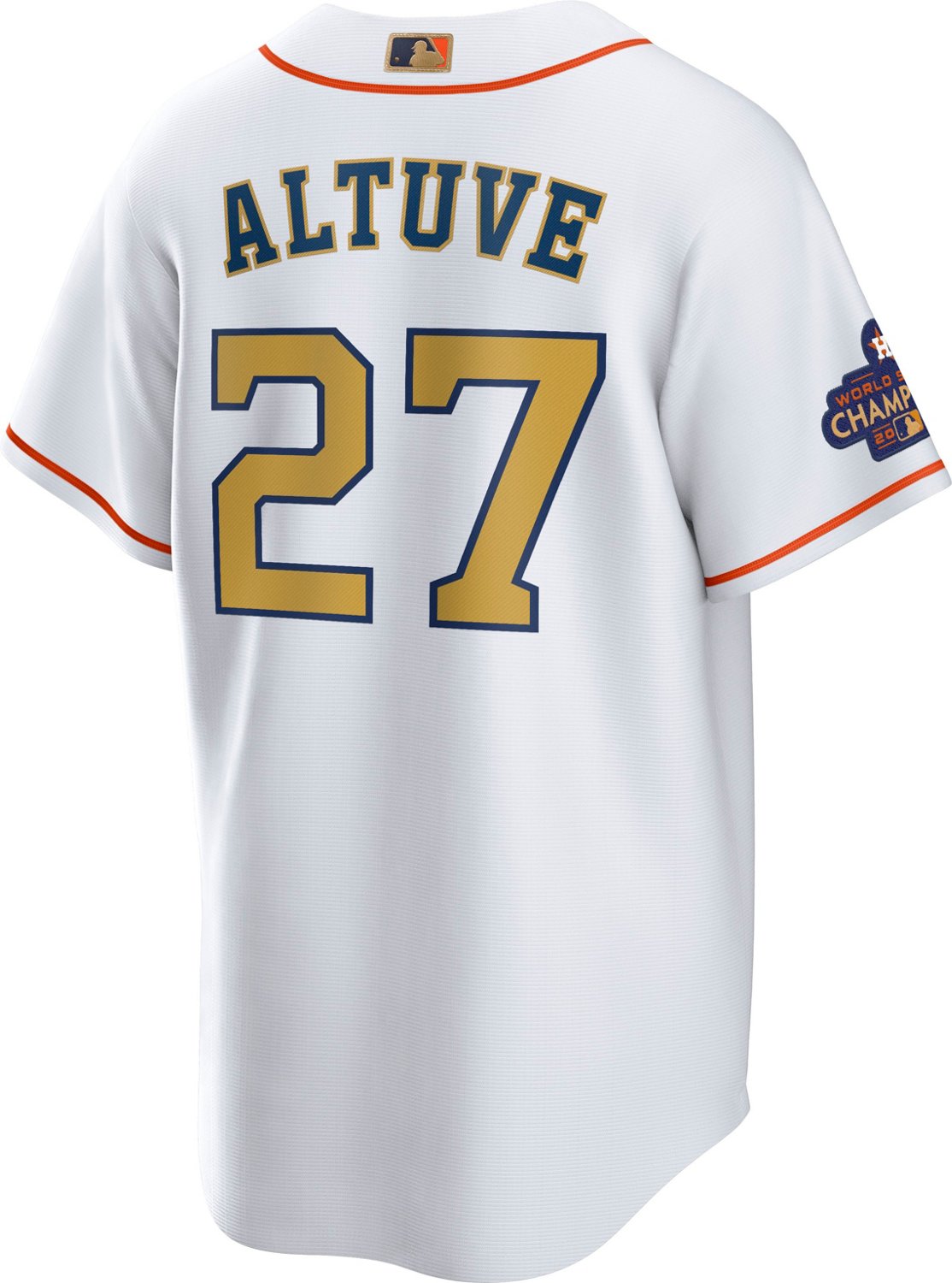 Houston Astros No27 Jose Altuve Navy Blue 2018 Gold Program Cool Base Stitched Youth Jersey