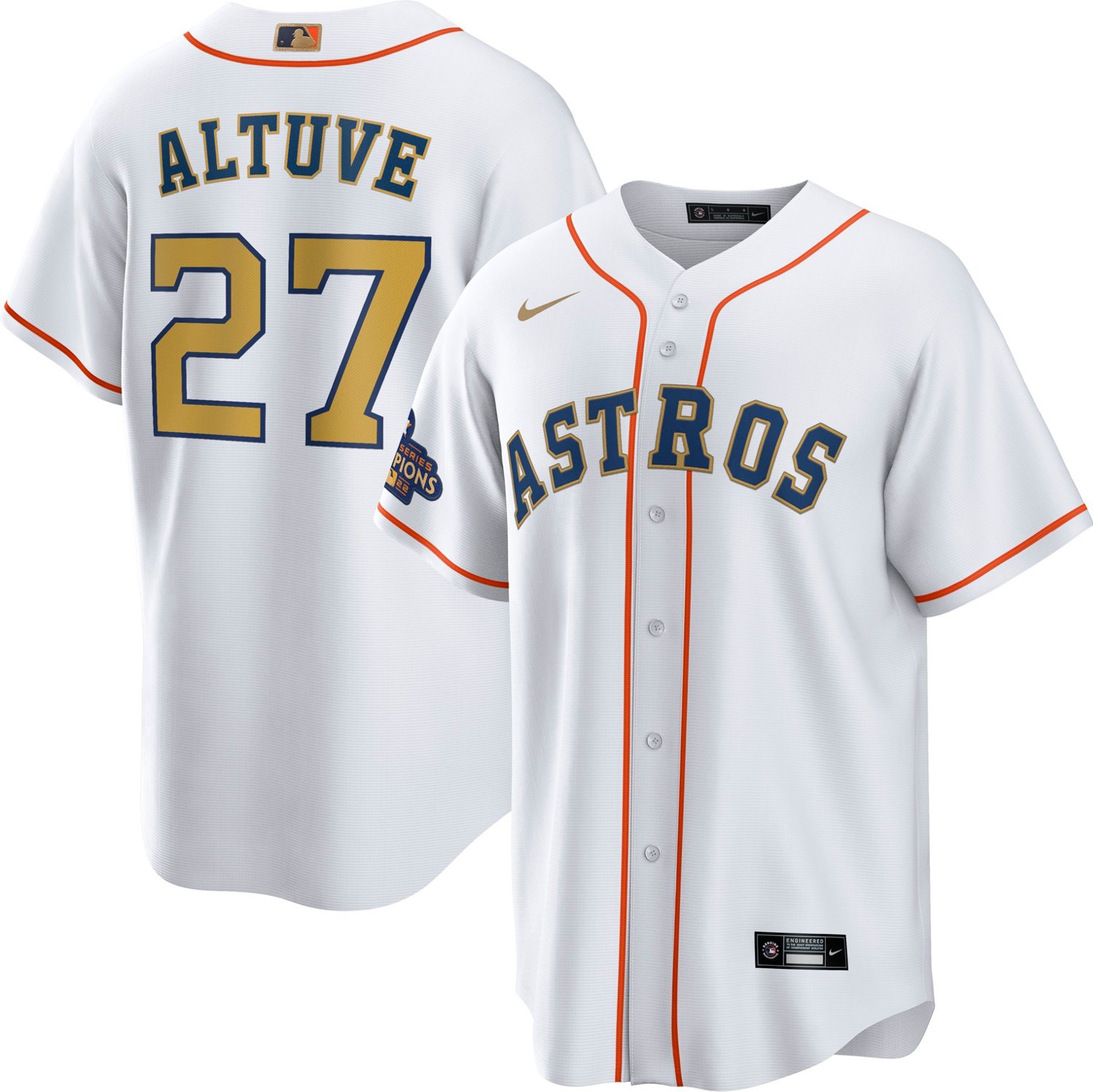 Nike Men's Houston Astros Altuve Gold Replica Jersey