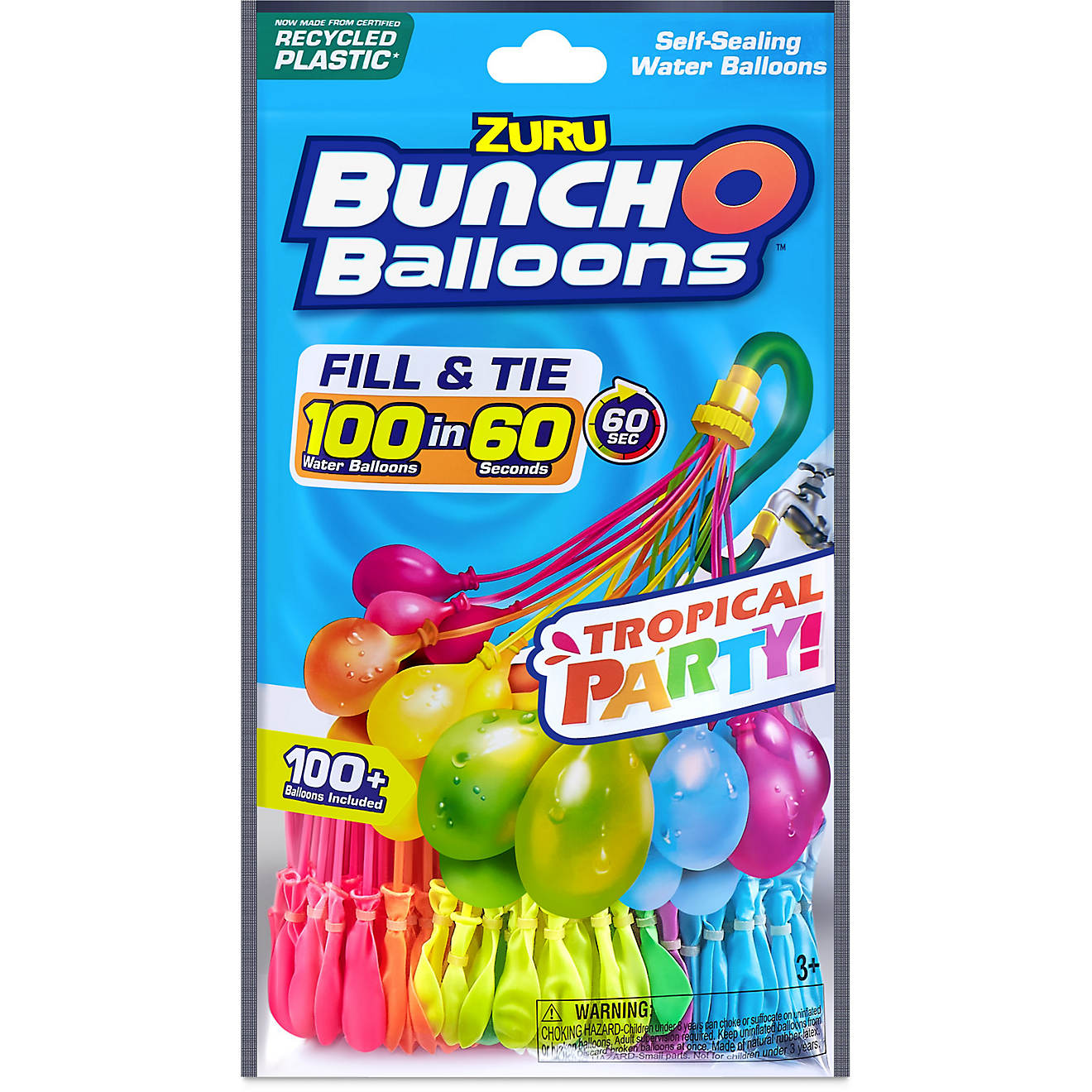 ZURU Bunch O Balloons Tropical Party 100+ Water Balloons 3-Pack                                                                  - view number 1