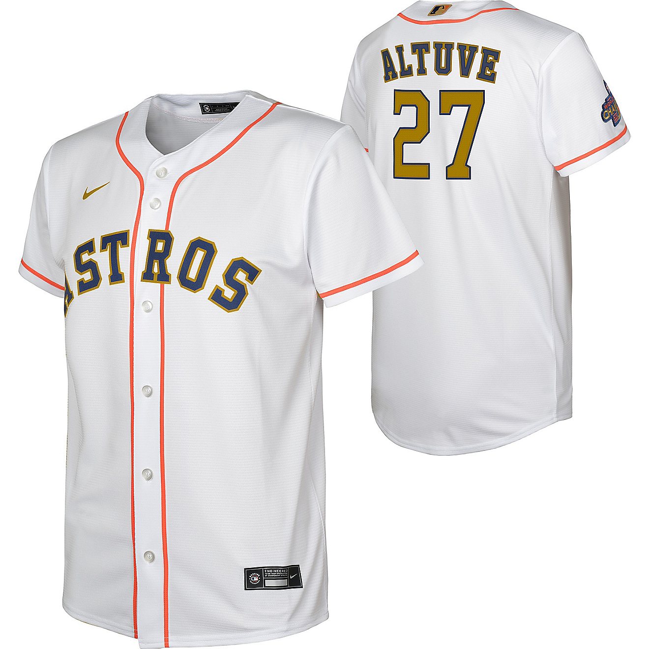 Nike Youth Houston Astros Gold Jose Altuve Replica Jersey                                                                        - view number 3