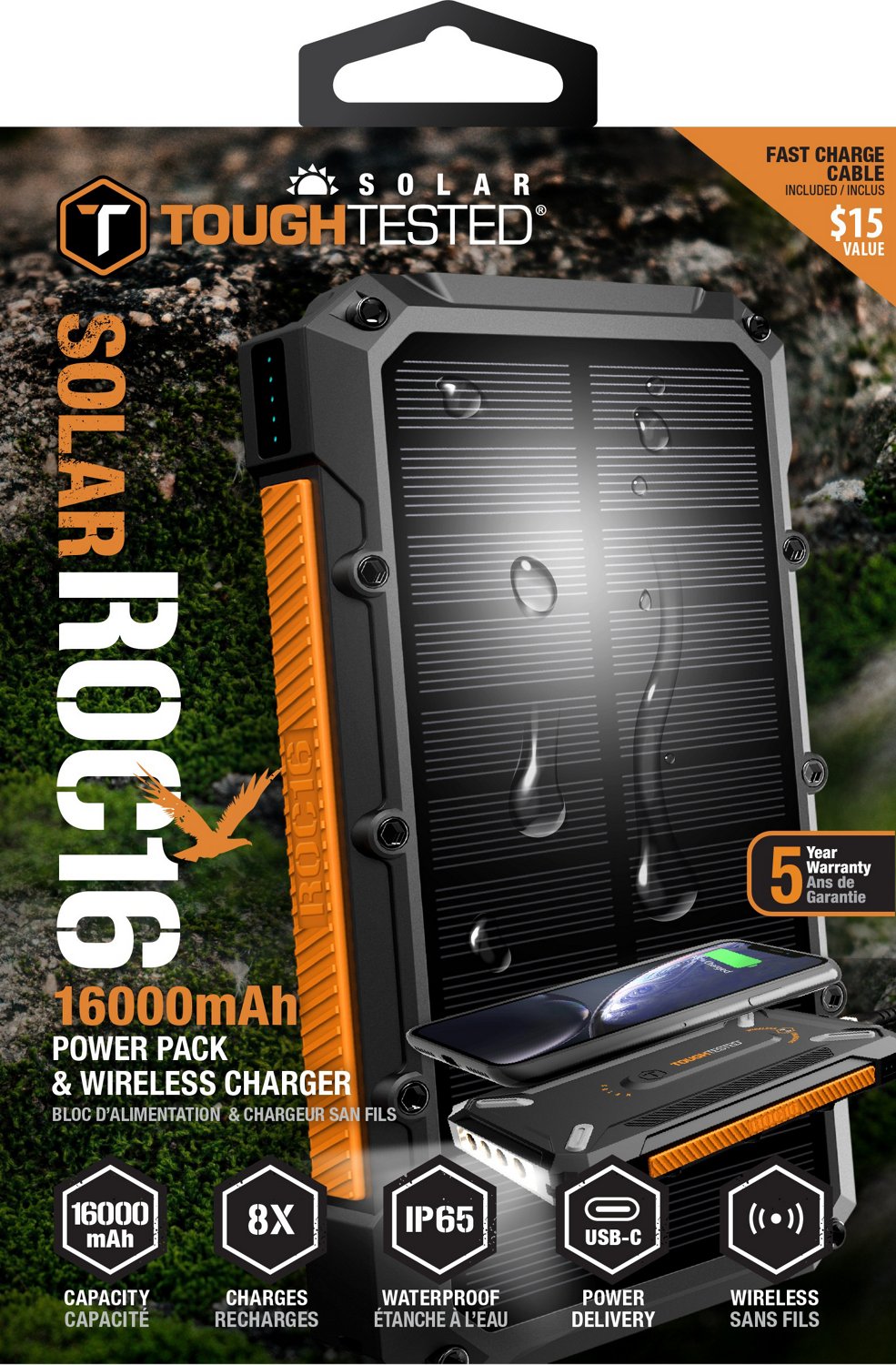 Tough Tested 16,000mAh Solar Power Bank with Flashlight                                                                          - view number 8