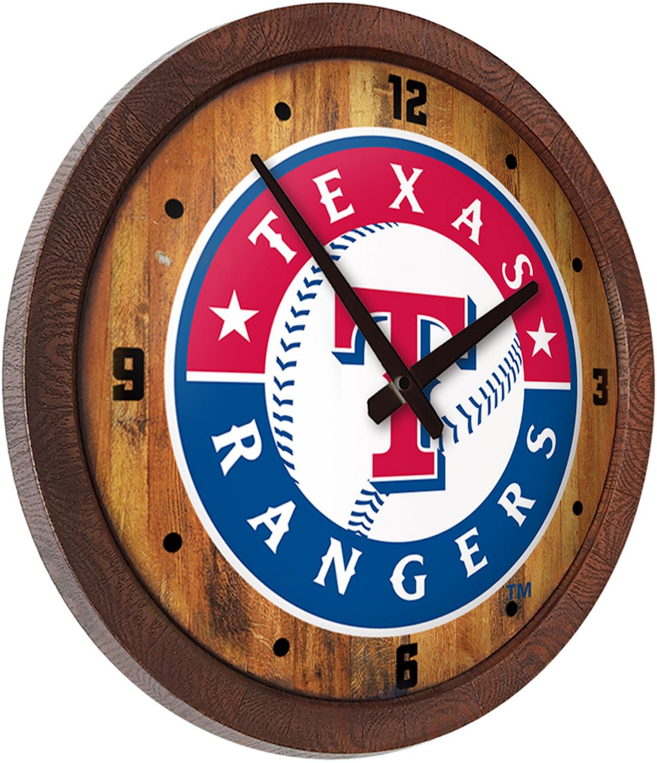 The Fan-Brand Texas Rangers Faux Barrel Top Wall Clock - view number 2