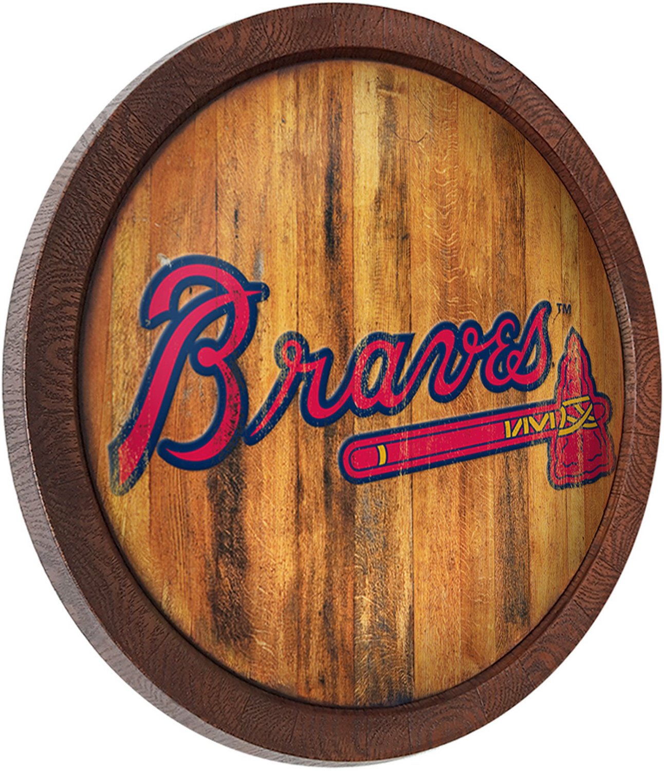 The Fan-Brand Atlanta Braves Weathered Faux Barrel Top Sign - view number 2
