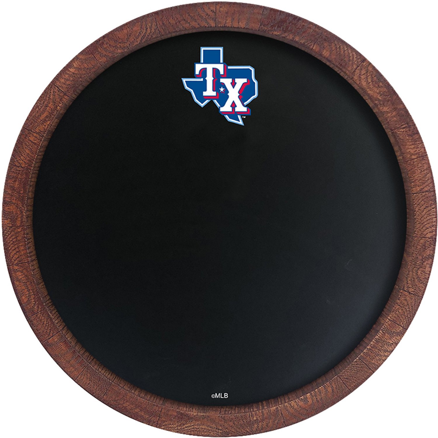 The Fan-Brand Texas Rangers Logo Chalkboard Faux Barrel Top Sign