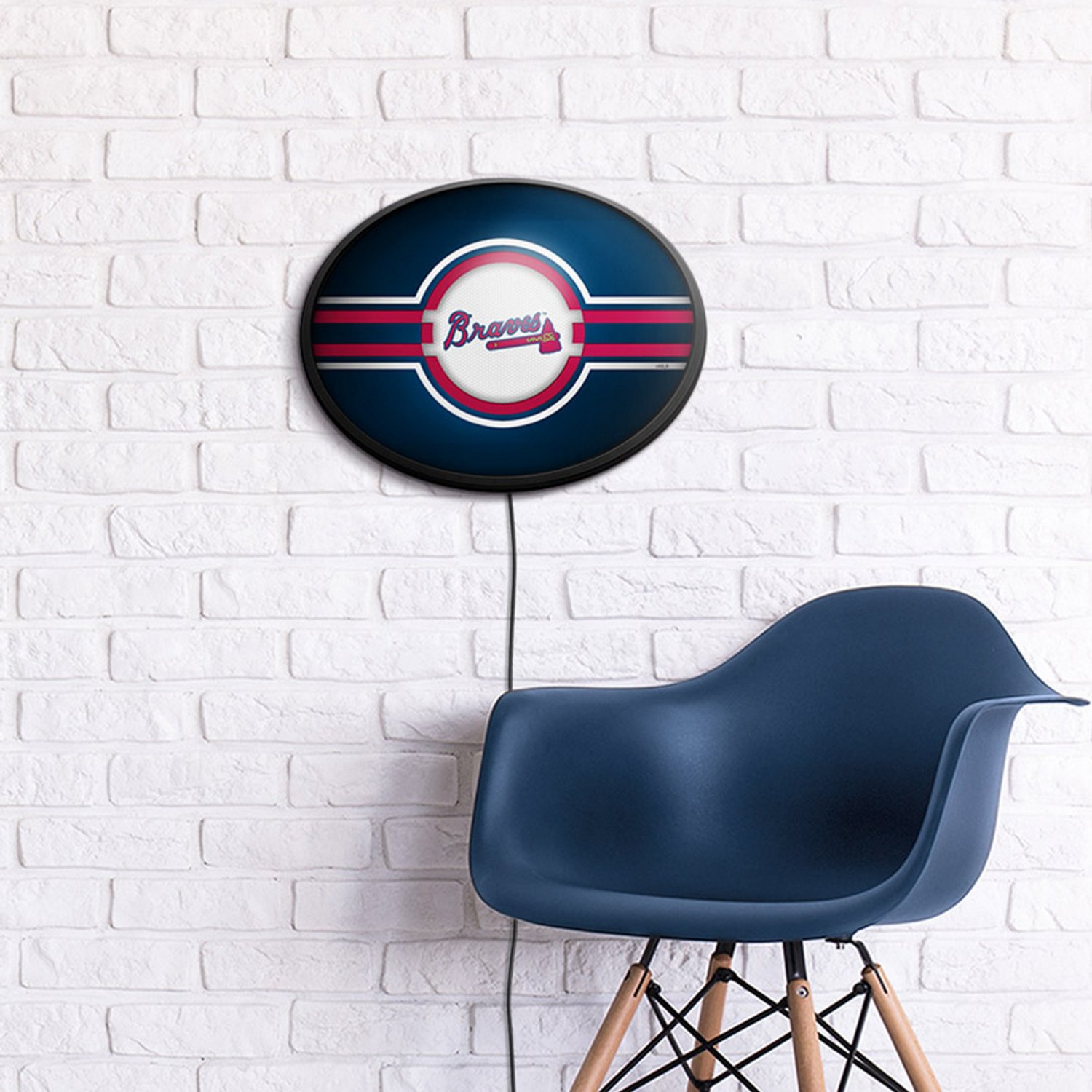 The Fan-Brand Atlanta Braves Oval Slimline Lighted Wall Sign                                                                     - view number 5