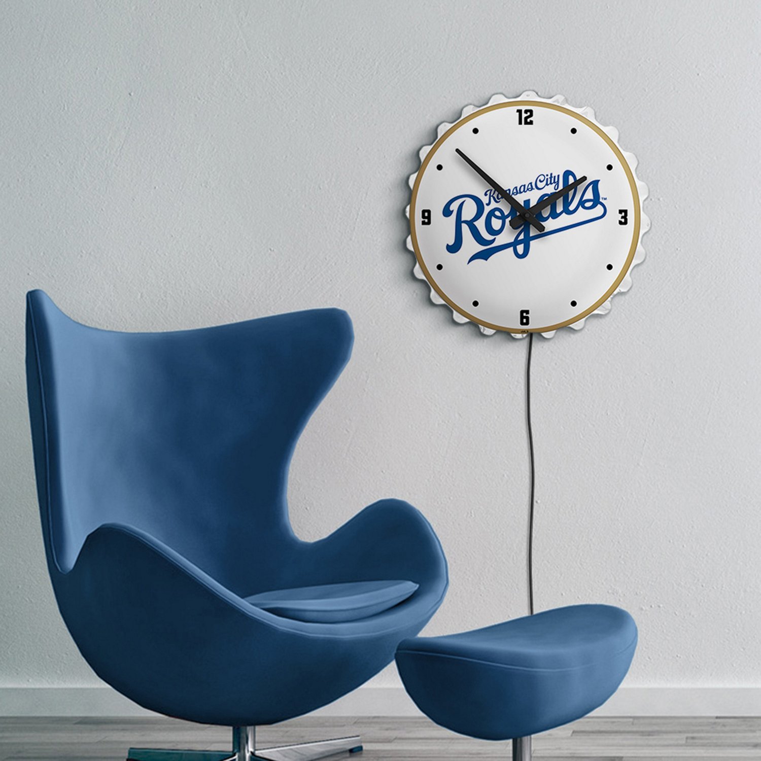 The Fan-Brand Kansas City Royals Wordmark Bottle Cap Lighted Wall Clock                                                          - view number 5